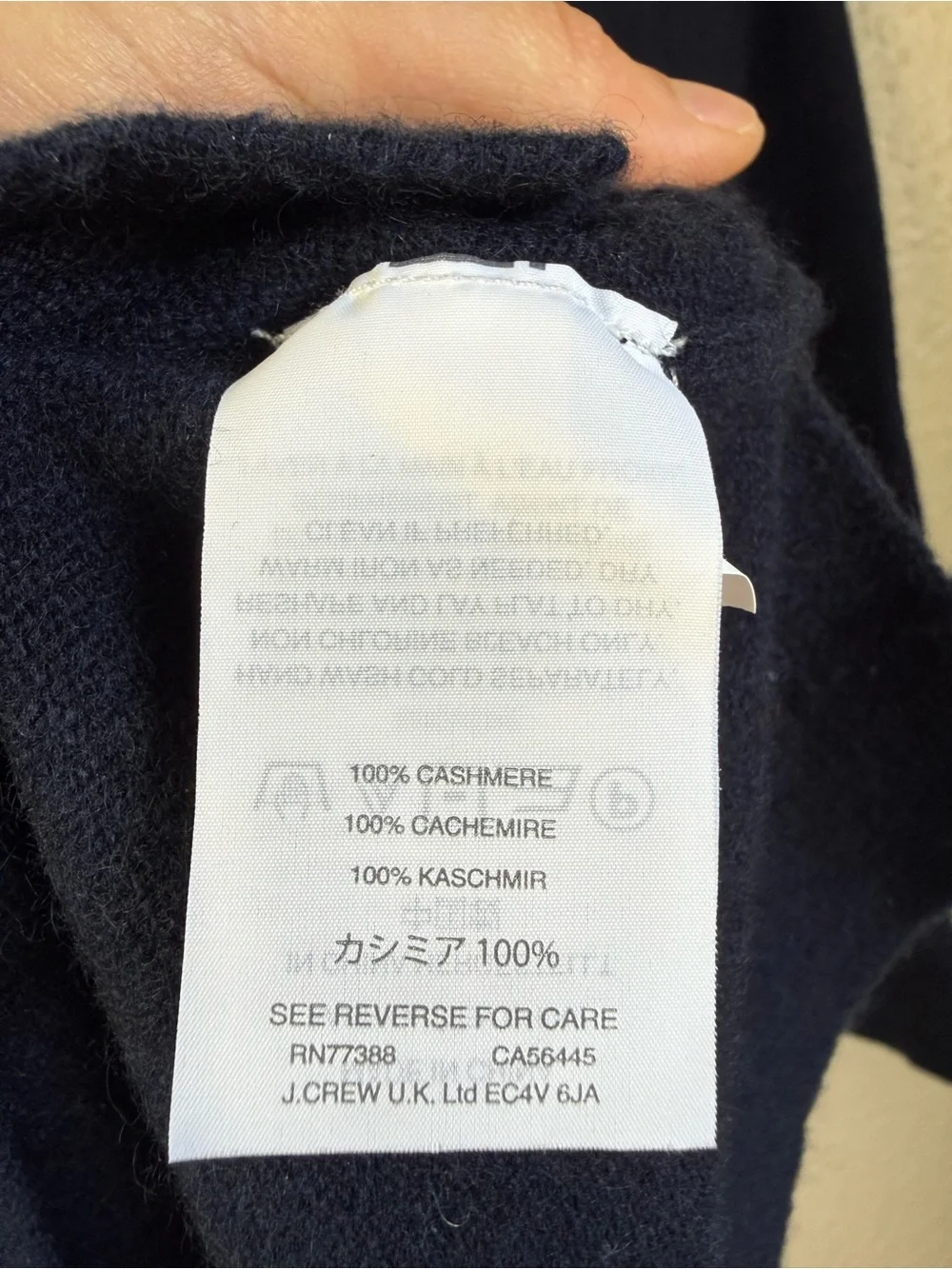 J. Crew Blue Cashmere 3/4 Sleeve Pullover Sweater Size XS